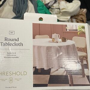 Threshold White Round Tablecloth